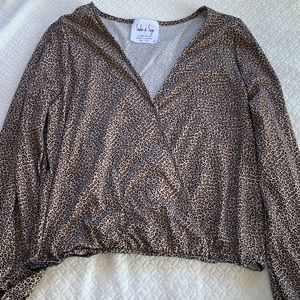Cheetah Print — V neck cross over long sleeve